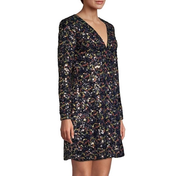 NWT Aidan Mattox Textured Sequin Long Sleeve Dress - Picture 2 of 4